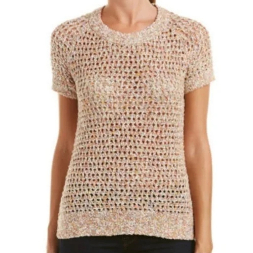 CAbi #196 Sorbet Pull Over Short Sleeve Sweater, Size XS